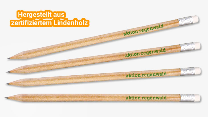 Holzbleistift natur mit Radiergummi 