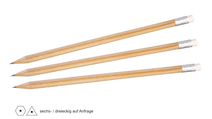 Holzbleistift aus zertifiziertem Holz mit Radiergummi