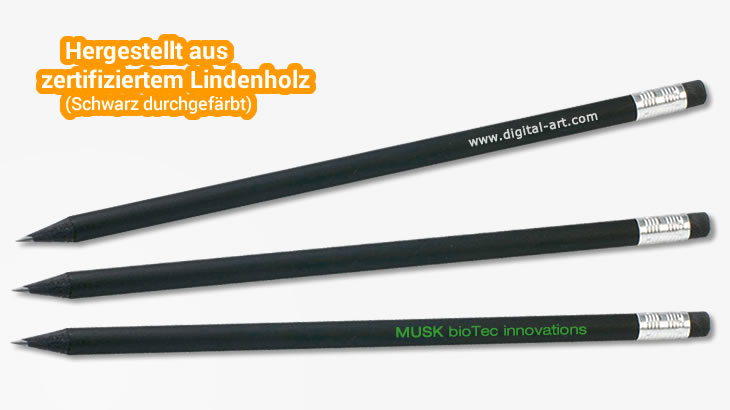 Holzbleistift Schwarz mit Radierer 