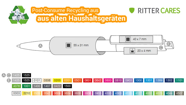 Kugelschreiber CREST aus Recycling-Kunststoff