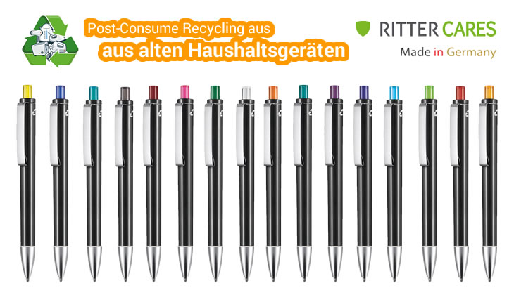 Kugelschreiber EXOS aus Recycling-Kunststoff Schwarz
