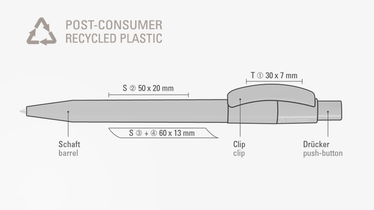 Kugelschreiber PIXEL aus Recycling-Kunststoff Druck