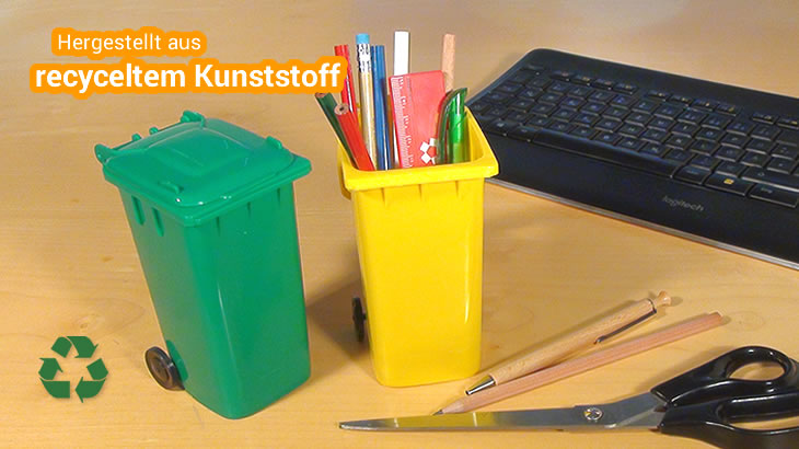 Stiftebecher Mülltonne aus Recycling-Kunststoff