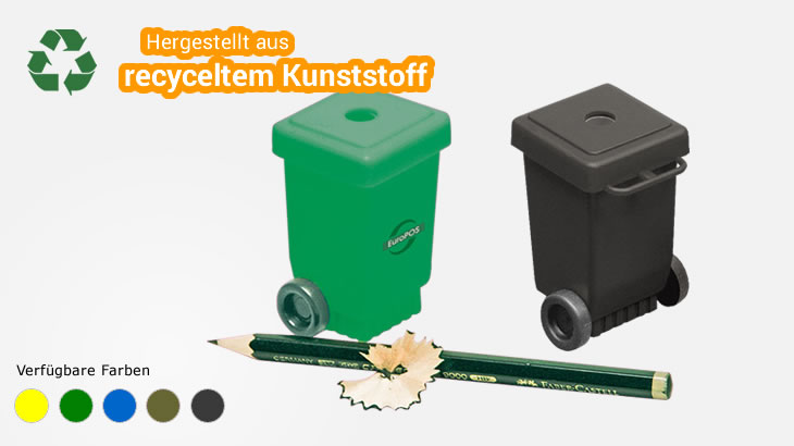 Spitzer Mülltonne aus Recycling-Kunststoff, einfarbig