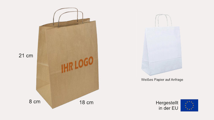 Braune Papiertüte 18 x 08 x 21 mit Kordelgriff