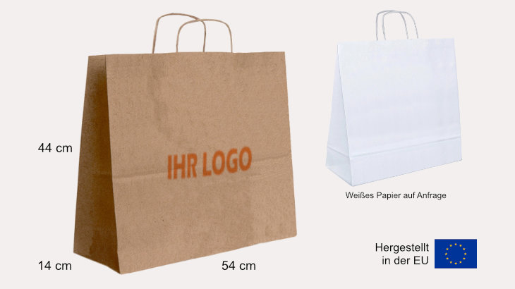 Braune Papiertasche mit Kordelgriff 54 x 14 x 44 cm