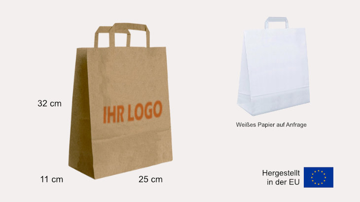 Braune Papiertasche mit Papiergriff 25 x 11 x 32 cm 
