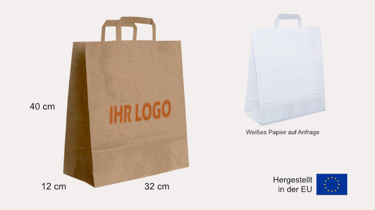 Braune Papiertasche mit Papiergriff 32 x 12 x 40 cm