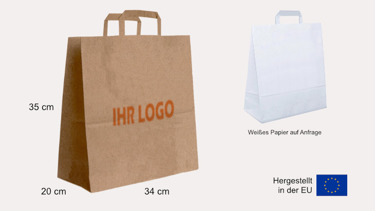 Braune Papiertasche mit Papiergriff 34 x 20 x 35 cm