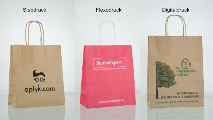 Papiertüten verschiedene Drucktechniken