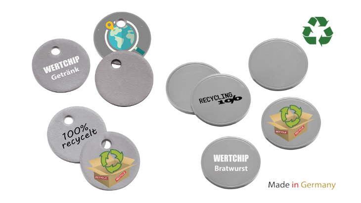 Einkaufswagen-Chip aus Recycling-Kunststoff