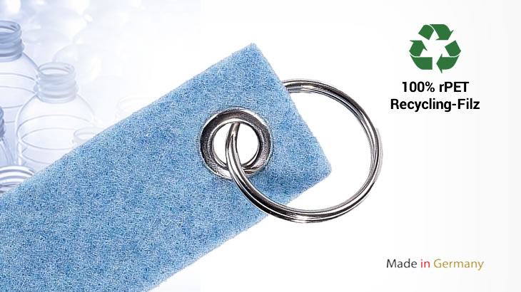 Schlüsselanhänger aus Recycling-Filz rPET Details