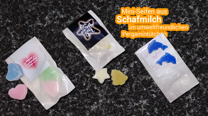 Mini-Seifen in umweltfreundlicher Pergamenttüte