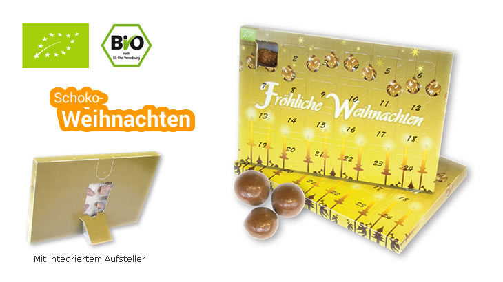 MINI Adventskalender mit Bio-Schokokugeln