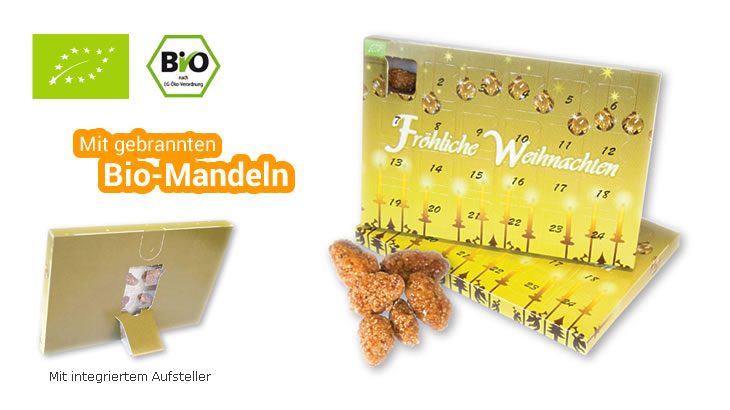 MINI Adventskalender mit gebrannten Bio-Mandeln