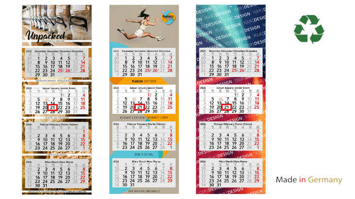 4-Monats-Kalender aus Recycling-Papier