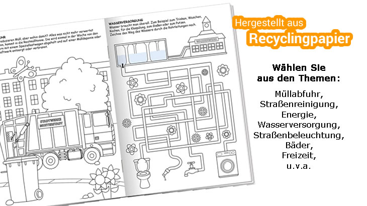 Malbuch für Stadtwerke aus Recycling-Papier